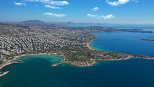 Aerial Drone Photo Of Glyfada, A Popular Expensive Seaside Suburb In Athenian Riviera, Attica, Greece
