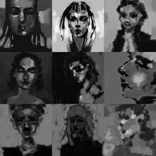 Portraits Of Different Emotions, Different Faces, Abstract Digital Painting