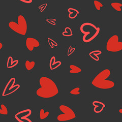 Heart doodles texture. Hand drawn valentine's day pattern. Hearts background.