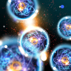 Wall Mural - atomic particle 3d illustration