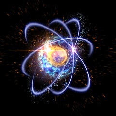 Wall Mural - atomic particle 3d illustration