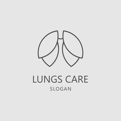 Wall Mural - Lungs Care Logo Template, Line Art Style suitable for clinic, hospital, or company that focus on lungs healthy issue