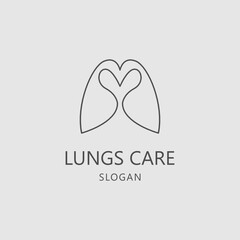 Wall Mural - Lungs Care Logo Template, Line Art Style suitable for clinic, hospital, or company that focus on lungs healthy issue