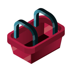 Sticker - online shopping, basket market commerce isometric