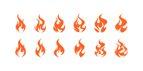 Wall Mural - Simple vector flame icons in flat style