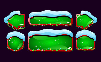 Wall Mural - set of jelly glossy button with snowy christmas theme for gui asset elements