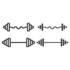 Poster - Dumbbell and barbell line and solid icon, Gym concept, Gym equipment sign on white background, set of weights icon in outline style for mobile concept and web design. Vector graphics.