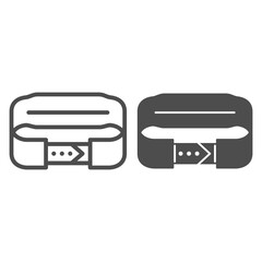 Poster - Strength belt for back line and solid icon, Gym concept, Belt for back protection sign on white background, Gym belt icon in outline style for mobile concept and web design. Vector graphics.