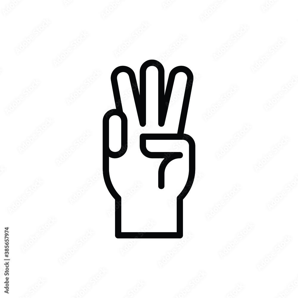 Three Finger, Palm Hand, Hand Sign Icon Logo Illustration Vector ...