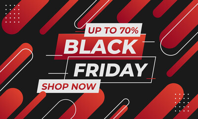 Poster - black friday banner with red and black color geometry shapes