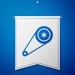 Sticker - Blue Timing belt kit icon isolated on blue background. White pennant template. Vector Illustration.