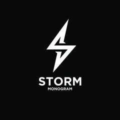 Wall Mural - storm with initial s letter vector logo icon illustration design isolated black background