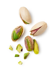 Wall Mural - Pistachios on a white background