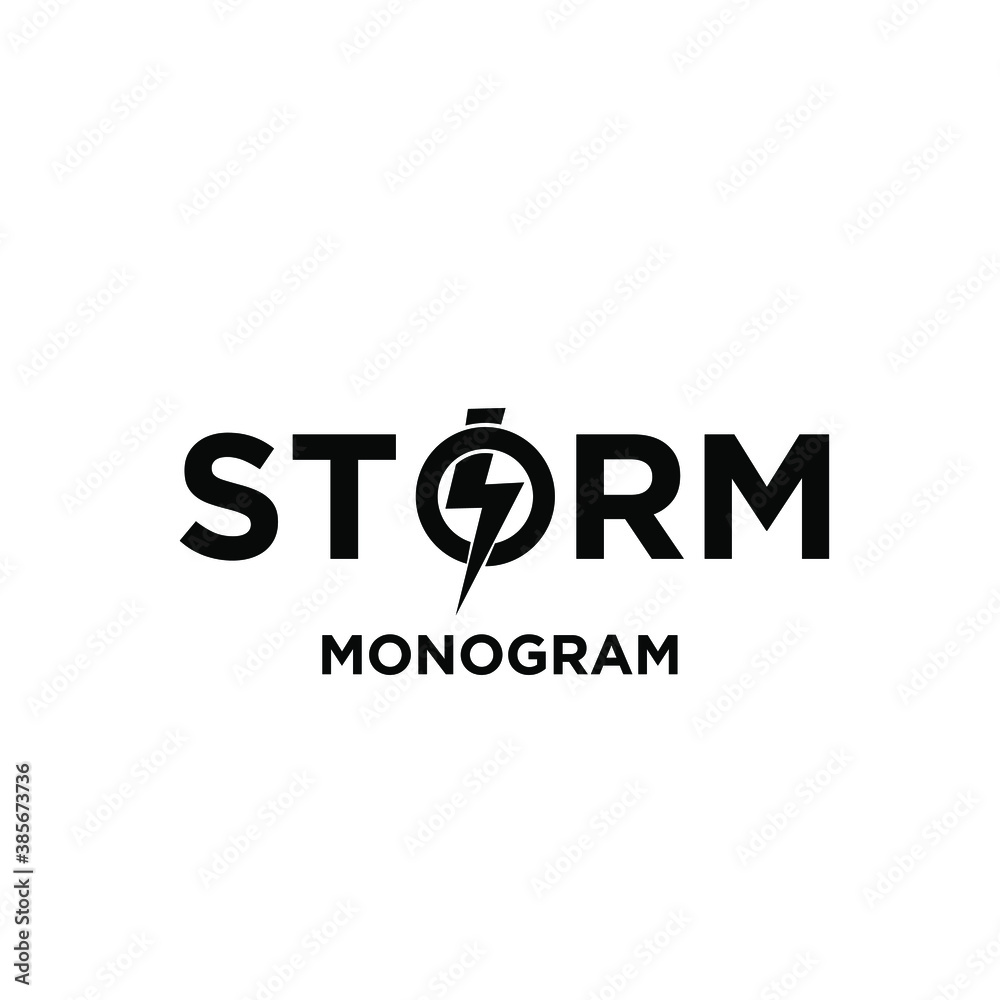 storm with initial letter with o modification as thunderbolt vector ...