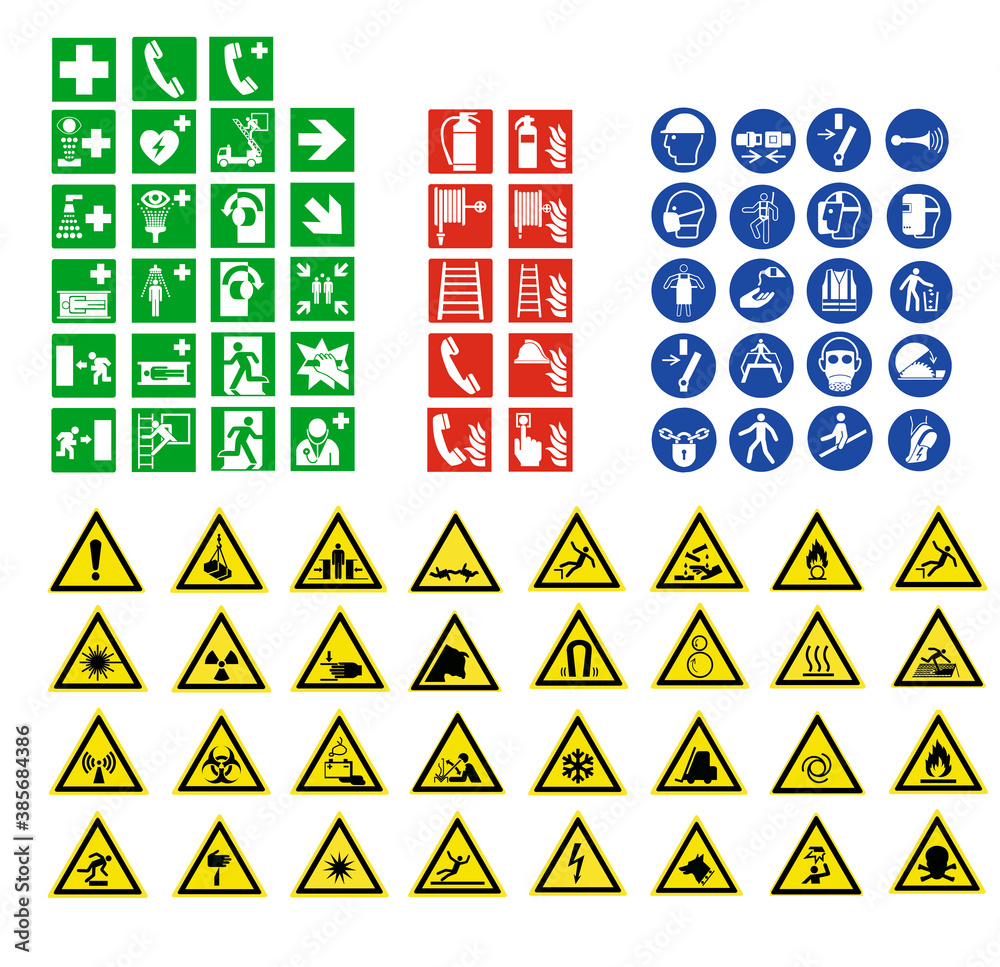 ISO 7010 SIGN WARNING SET SYMBOL SAFETY Stock Vector | Adobe Stock