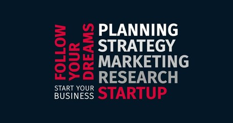 Wall Mural - Startup. Start your Business. Animated word cloud text. Kinetic typography Animation.
