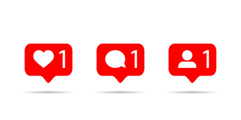 Poster - Follower notification icon. Social network signs. Social media comment, like, follower icons. Stories user button sign – vector.