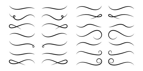 Aufkleber - set decorative lines and scroll swirl elements. vector flat illustrations. doodles dividers.