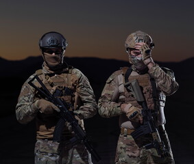 Wall Mural - soldiers squad in night mission