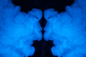 Blue steam on a black background.