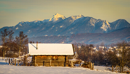 Wall Mural - old wooden hut at the alps