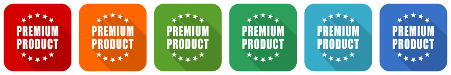 Leinwandbilder - Premium product icon set, flat design vector illustration in 6 colors options for webdesign and mobile applications