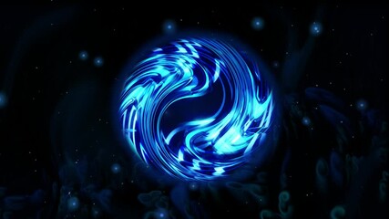 scary background with blue moon and dark waves