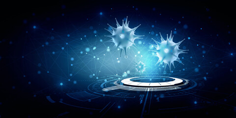 Poster - 3d rendering Virus bacteria cells background