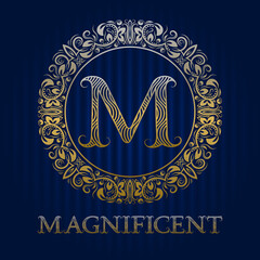Poster - golden logo template for magnificent boutique. vector monogram.