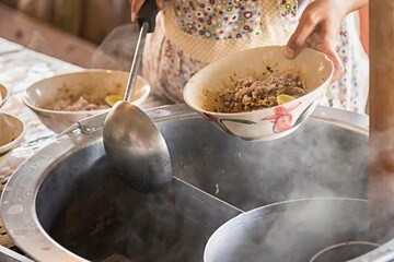 Making noodles at the floating market Thailand.