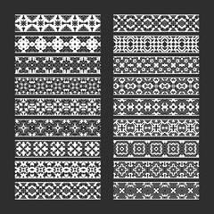 Traditional ornamental elements for vector brushes creating. Borders templates kit for frames design and page decorations.