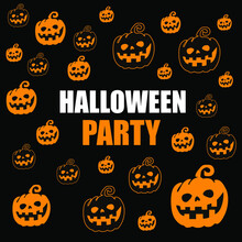 Halloween Pumpkin Seamless Pattern. Pumpkin Banner Vector Illustration For Halloween And Party