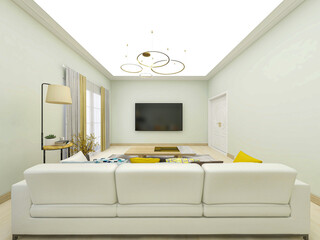 Wall Mural - The modern and tidy living room has sofa, living room and other decorations