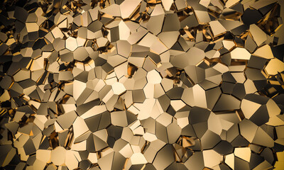 geometric mosaic background gold color.