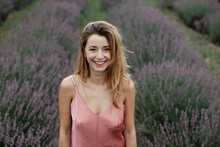 Smiling Woman In Lavender Field