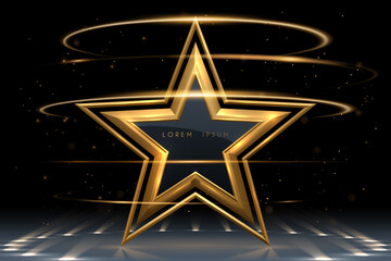 Gold star shape with light effect