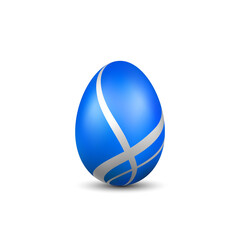 Wall Mural - easter egg 3d icon. blue egg isolated white background. golden design template, decoration happy eas