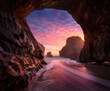 © Tandem Stock - Scenic view of sea and cave during sunset