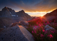 Scenic View Of Sunset Over Kings Canyon National Park, California