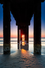 View Of Saint Johns County Ocean Pier During Sunrise