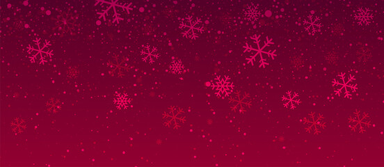 Wall Mural - Snow. Red christmas banner with snowflakes. Realistic snow overlay background. Snowfall, snowflakes in different shapes and forms. Snowfall isolated. Vector