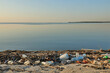 © Olena Shvets - Landscape of polluted with plastic garbage shore of the lake on the sunset. Environmental disaster concept