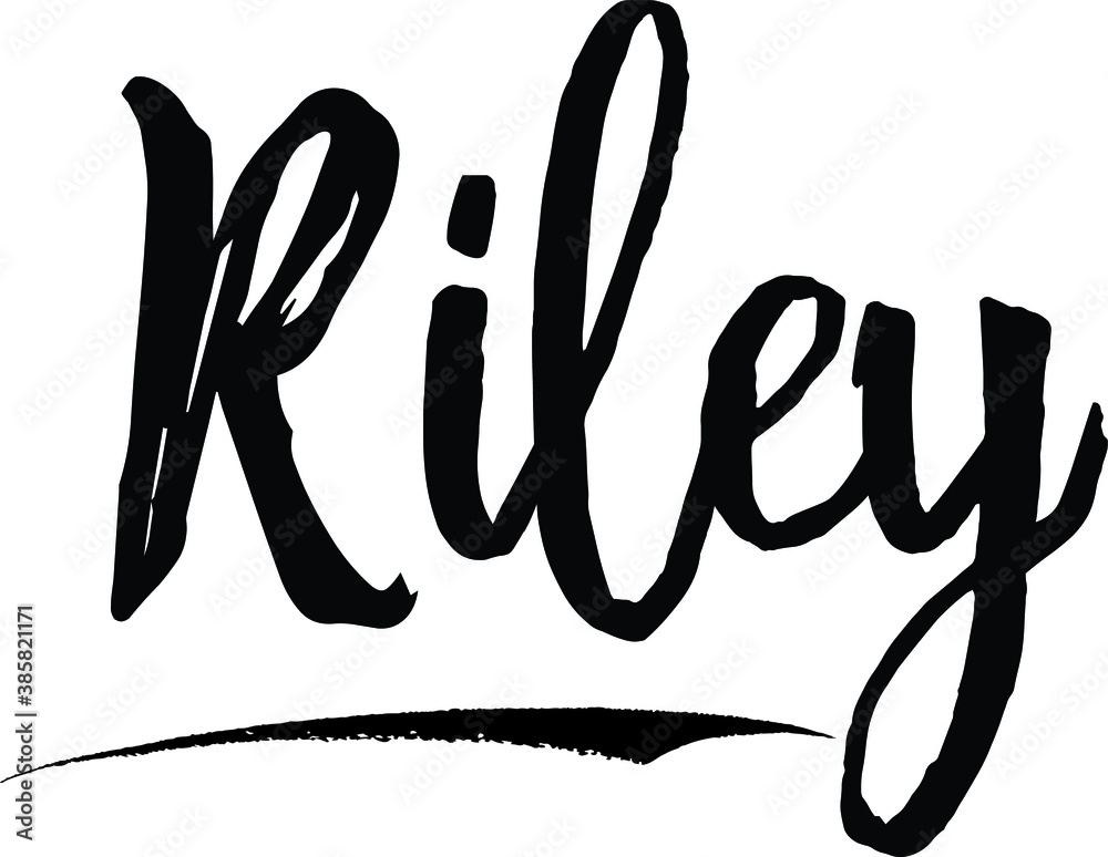 Vector Image Name Riley Riley-Female name Modern Brush Calligraphy on White Background Stock ...