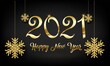 Golden 2021 New Year Vector Background with Golden snow flake – 2021 Winter holiday greeting card design vector illustration - Christmas and 2021 New Year posters vector