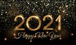 Happy New Year 2021 3D Golden Vector Illustration on black Background - 2021 3D Golden Vector Illustration Number on black Background - Golden New Year 2021 3D Vector Number on black Background