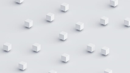 Poster - abstract 3d render, white geometric background with cubes, modern animation, motion design, 4k seaml