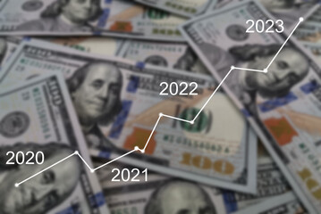 Aufkleber - Man's hand pointing graph of success in 2022 year. Growing business concept
