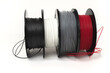 © Hanna Tor - 3D Printer Plastic Filament. Spools of black, red, grey, white thermoplastic wires  for 3d printing close up isolated on white background