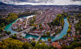 Fototapeta  - Panoramic view over the city of Bern - the capital city of Switzerland - travel photography
