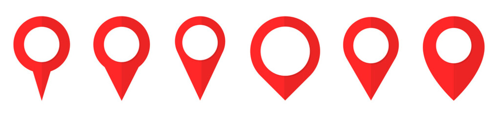 Poster - map pin vector icon. collection map markers. set of red circle pointers isolated on white background